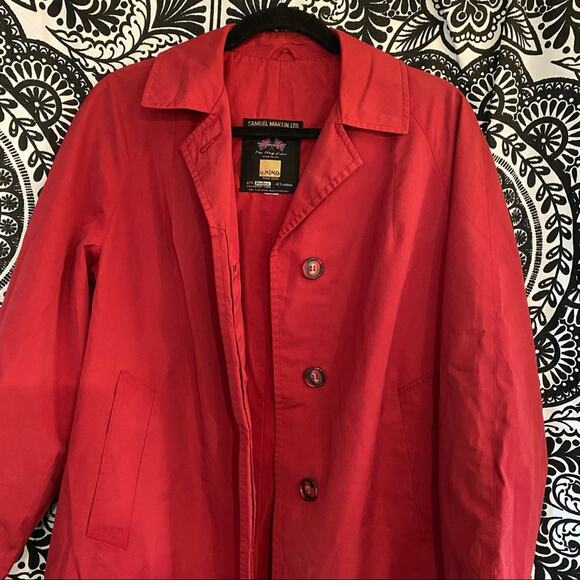 VTG Samuel Martin, Ltd. The Flag Line Nino Lightweight Cranberry Red Raincoat - Picture 9 of 10
